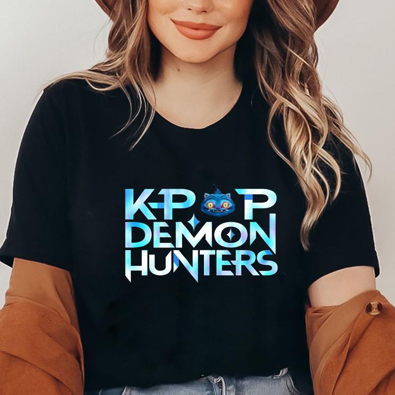 Kpop Demon Hunters Women T-shirt Korean Funny Graphic Y2k Tops Short Sleeve Tees Streetwear Female Harajuku Aesthetic Clothing