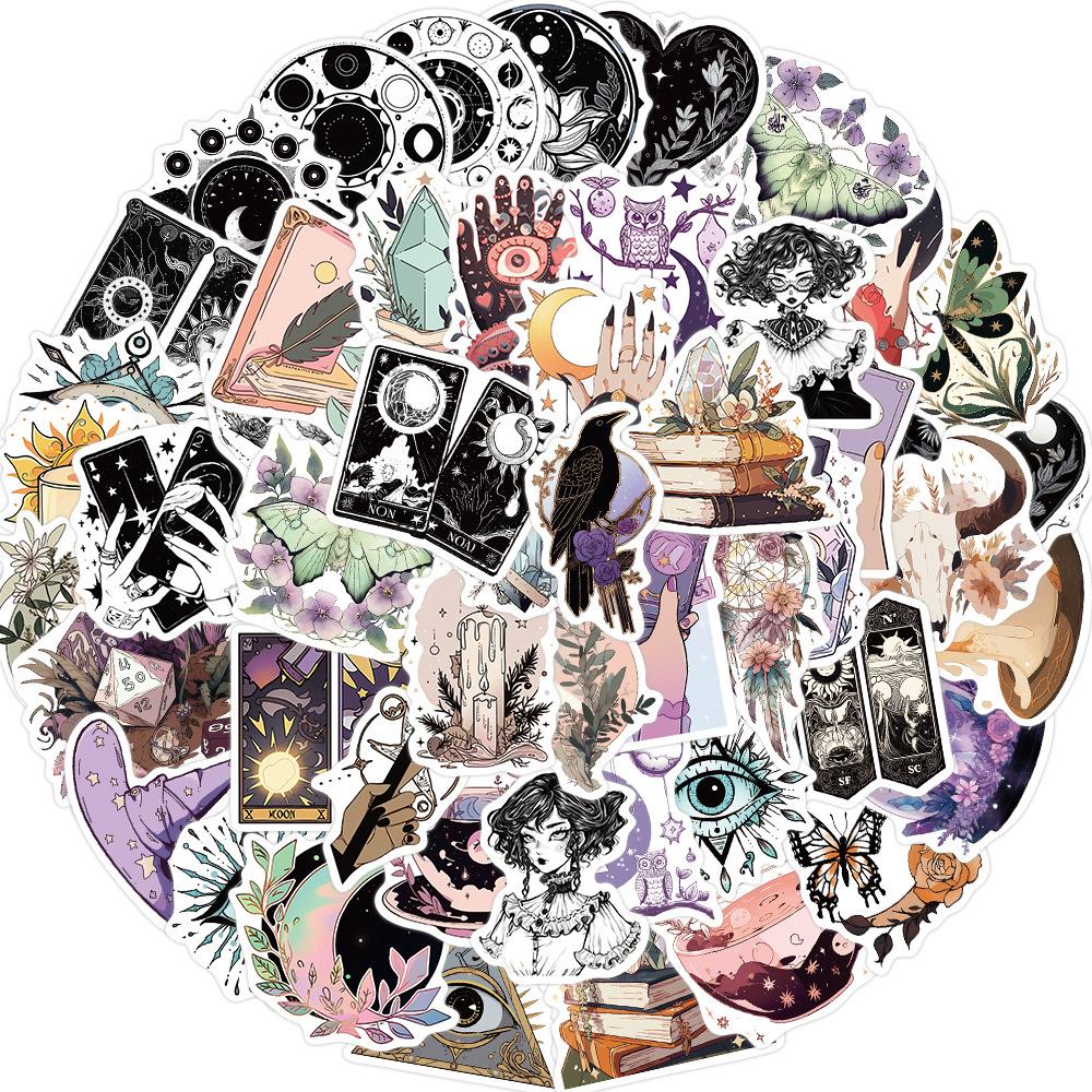 10/30/50pcs Vintage Goth Magic Witch Crystal Stickers Boho Aesthetic Decal for Stationery Luggage Phone Cool Cartoon Sticker Toy