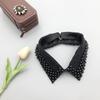 Elegant Vintage Pearl Embellished Handcrafted Collar for Women High-Quality Polyester Fiber Pearl Sewing Woven Necktie Style