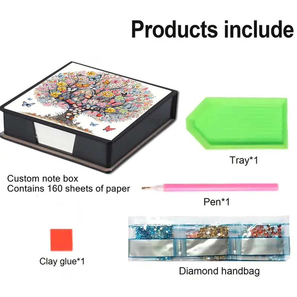 Animals Leather Diamond Painting Notecard Box Gem Art Sticky Note Holder Gem Painting Memo Pad Holder Mosaic Kit for Home Office