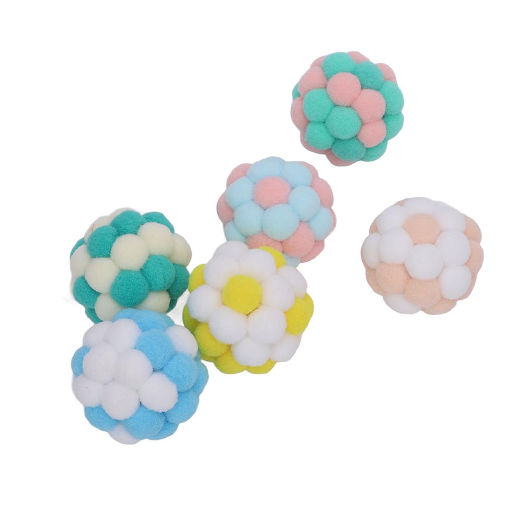 6 Stück Plüsch Katze Spielzeug Ball mit Glocke innen Weich Sicher Interaktiv Katze Kauspielzeug Ball für Kätzchen Kitty