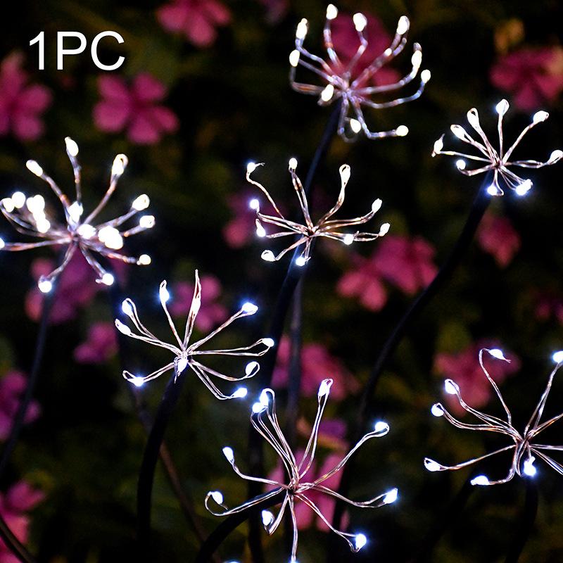 Solarbetriebene Acht-Kopf-Feuerwerkslampe, Wasserdichte Außenleuchte für Rasenflächen, Dekorative Atmosphärenlampe, Bodenmontiert für Hof und Garten