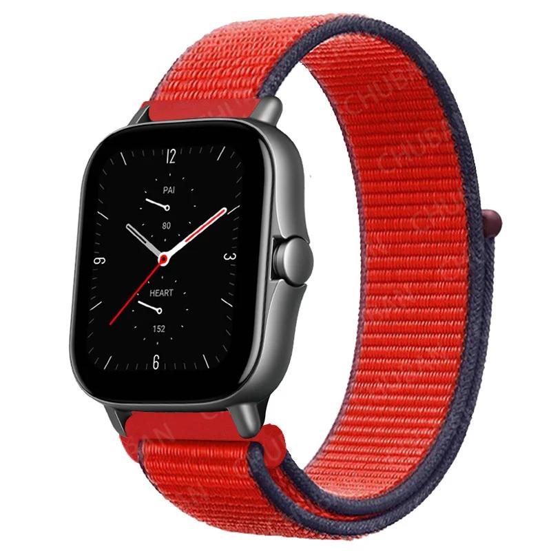20mm/22mm Nylon Loop watch band For Amazfit GTS/4/2e/3/GTS2 Mini/GTR 4/3 pro/47mm/GTR2/2e/stratos Bracelet Amazfit bip-u strap
