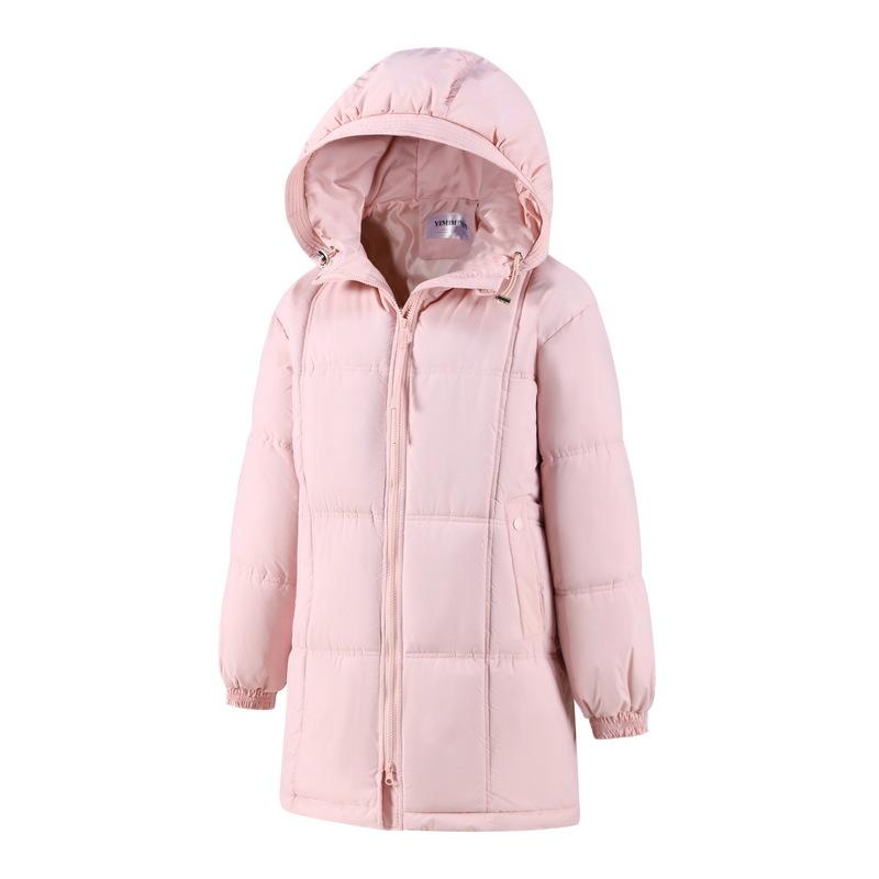 2025 figure-flattering down cotton coat, thick cotton coat, hooded cotton-padded coat for female students, large size, medium and long cotton coat