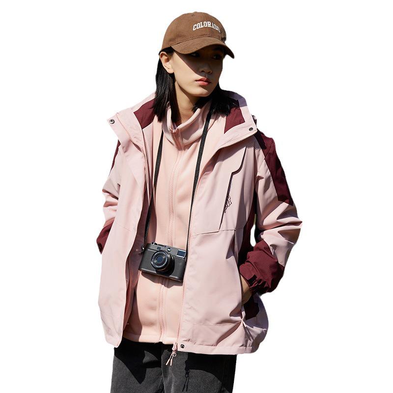 Couple's Ski Jacket Set: Women's 3-in-1 Detachable Liner & Men's Mink Velvet, Windproof & Waterproof for Autumn/Winter.