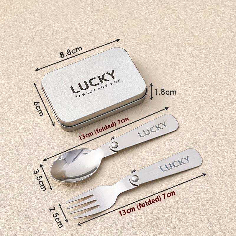 

3Pcs/set Foldable Dinnerware Set Cute Picnic Tableware 304 Stainless Steel Folding Fork Spoon With Cutlery Box Portable