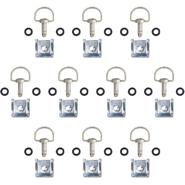 MOTO4U Motorcycle Race Fasteners Quick Release 17Mm D-Ring 1/4 Turn Fairing Fastener Clip Style Matt Sliver X10 Sets