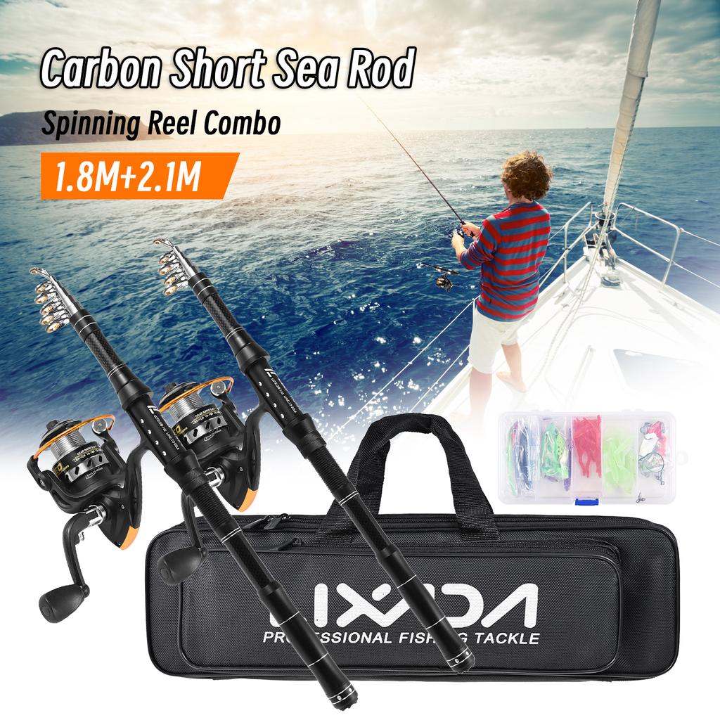 Lixada Fishing Rod Reel Combo Fiberglass Telescopic Fishing Rod Spinning Reel Fishing Line Lures