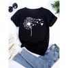 Dandelion graphic printing T-shirt women's summer short-sleeved round neck casual fashion streetwear top