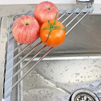 Spülbecken Abtropfgestell Faltbar Küchenspüle Schwamm Schüssel Stäbchen Abtropfgestell für Obst und Gemüse Abtropfgeschirrgestell