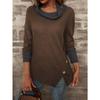 Autumn Winter Waffle Half High Neck Long Sleeve T-shirt