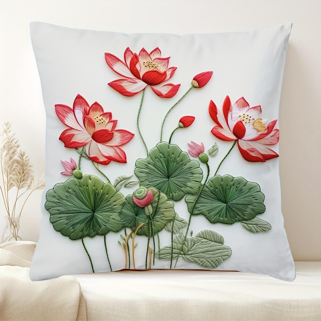 

2 шт. Простая цветочная подушка, квадратная наволочка для дивана, гостиной, прикроватная подушка, съемная, 45X45, без наволочки 45X45cm 2PCS красный