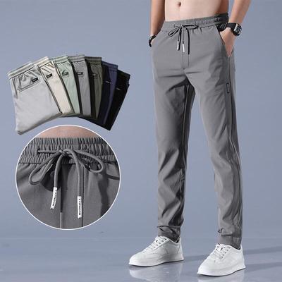 Summer New Sweatpants Men's Straight Loose Elastic Non-iron Casual Pants Men's Trendy Elastic Pants