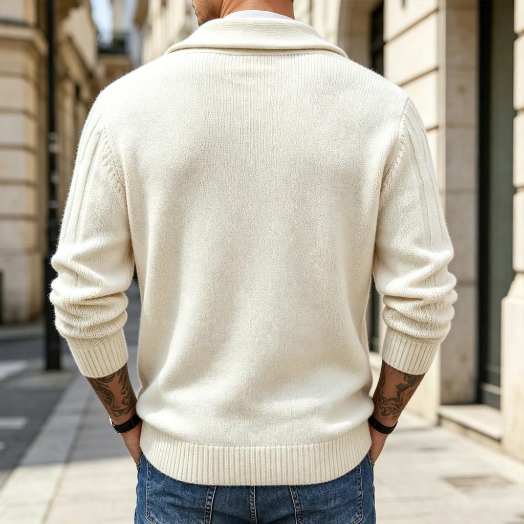 Herren V-Ausschnitt Knopfleiste Strickjacke Pullover Langarm Strickoberteil für Herbst Winter