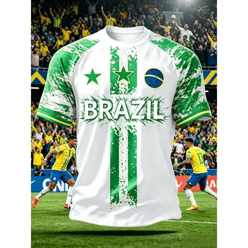 2026 New Brazil Football Jersey T Shirt Brazilian National Team Shirt O Neck Oversized Casual Streetwear Mens Apparel Fan Jersey