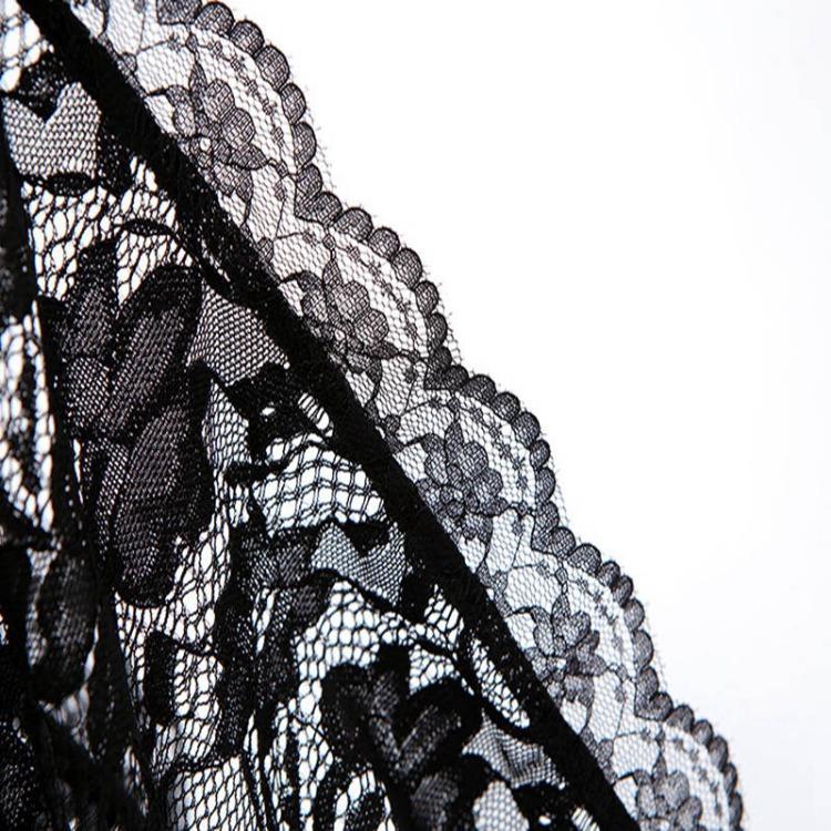 Sexy Backless Long Split Lace Dress for Women Square Collar Three Quarter Sleeve Summer Solid Dress