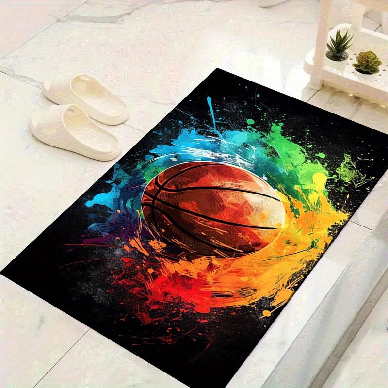 1pc Basketball Pattern Area Rug, Anti Slip Non Shedding Stain Resistant Carpet