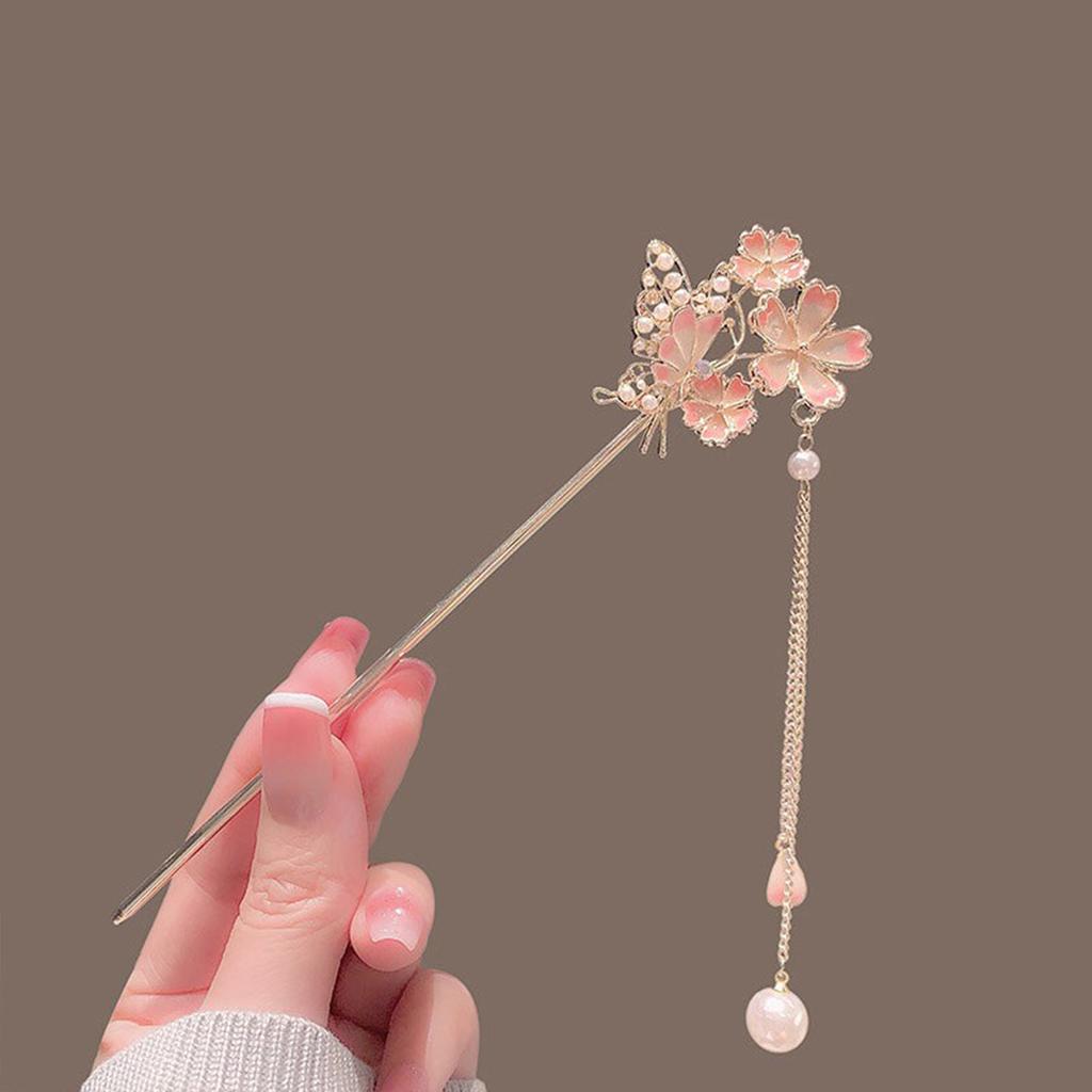 Chinese Style Vintage Hairpin Elegant Flower Vine Jade Stone Hair Stick Hanfu Cheongsam Evening Dress Hair Decor Accessories