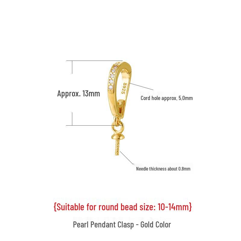 

925 Sterling Silver Pearl Safety Clasp Jade Necklace Pendant Connector золотий