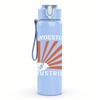 1PC Sunburst Orange Radial Graphic Print 750ml Colorful Plastic Sports Water Bottle Leakproof Pop Up Lid with Straw for Outdoor Work Home Use
