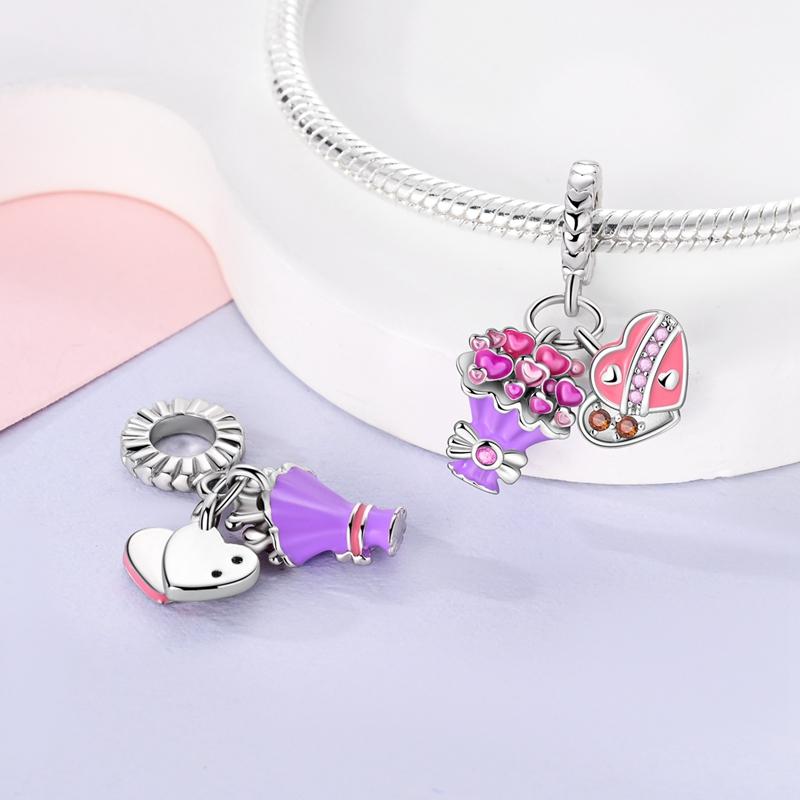 Charm Copper Fit 3Mm Original Bracelet Necklace Womens Bouquet & Butterfly Charm Bead Diy Fine Jewelry Gift New