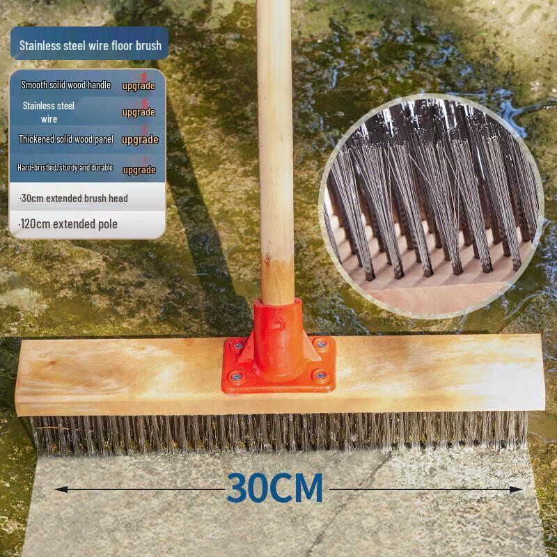 SUNWRAP Long Handle Hard Bristle Floor Cleaning Brush