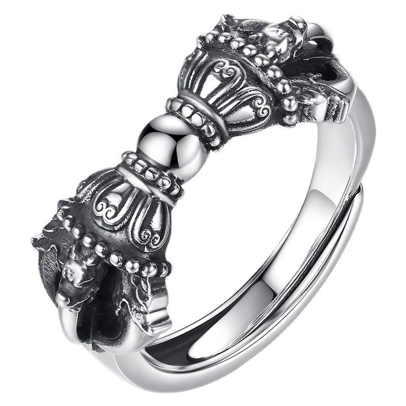 Verstellbarer Vintage Tibetischer Dorje Ring Herren Damen Beschichtet Offener Band Bohemian Schmuck