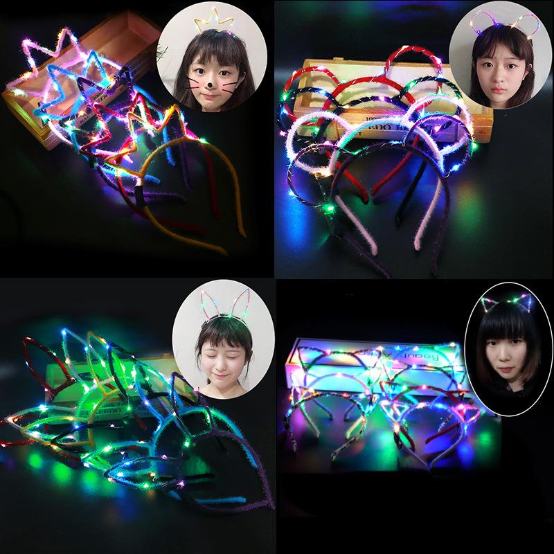 Bandă de păr cu coarne de zână intermitente și urechi de iepure pentru cadouri de Crăciun