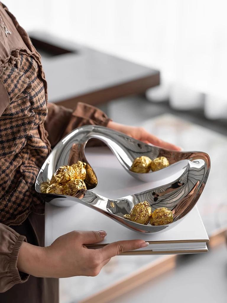Bandeja de Servicio de Acero Inoxidable Cuencos para Aperitivos Bombonera Platos de Postre para Aperitivos Condimentos Decoración del Hogar Regalos Escandinavo
