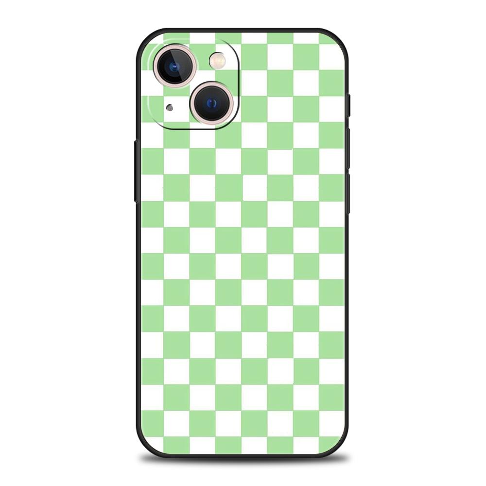 Carcasă Telefon Luxoasă cu Model Carouri Clasice Pătrate Pentru iPhone 11 12 13 14 15 16 Pro Max Mini X XR XS 7 8 Plus SE Capac Negru Funda