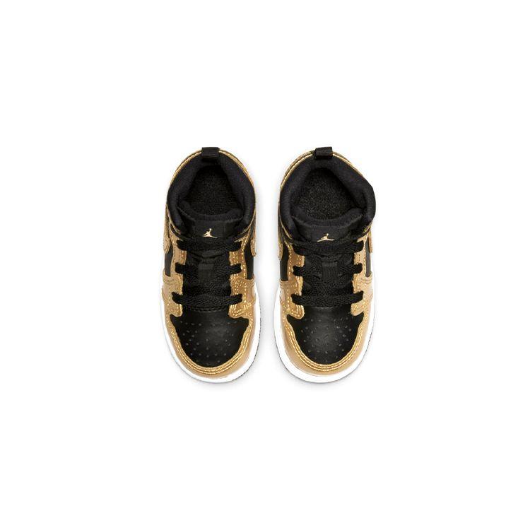 Air Jordan 1 Mid SE TD Oro Metallizzato Nero Sneakers da Bambino Bianche DR6969-071