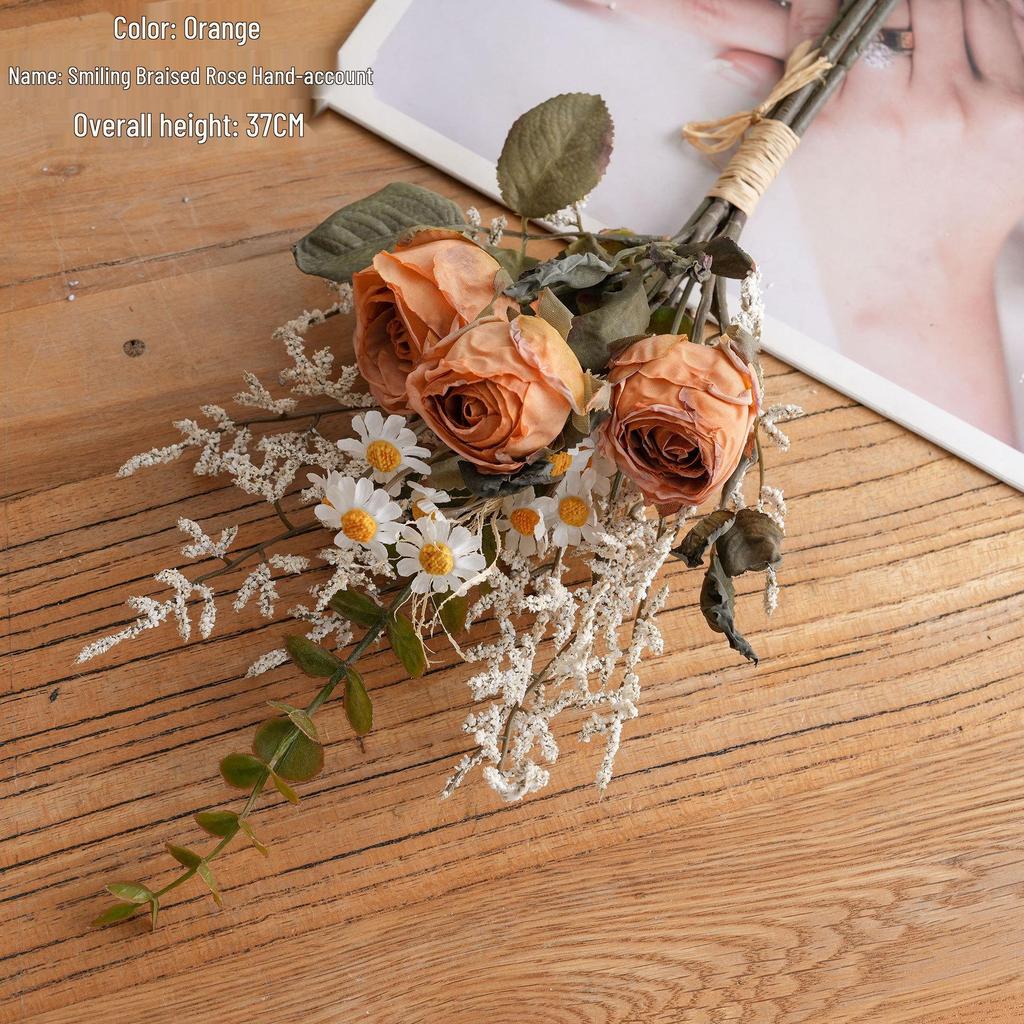 Artificial Smile Dry Rose Bouquet - INS Style Fake Floral Greenery for Wedding Decor