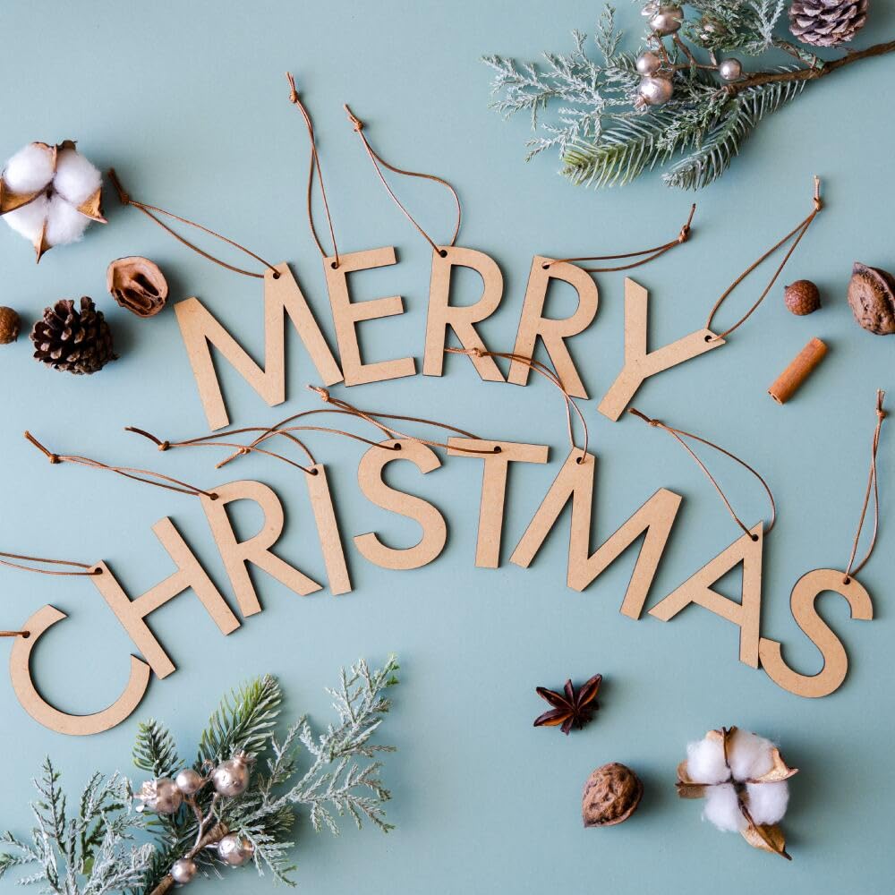 Hanamei Christmas Letter MERRY CHRISTMAS Nordic Wooden Natural Tree Made in Japan Ornaments, Alphabet, Ornaments, Ornaments, Decorations, (MERRY