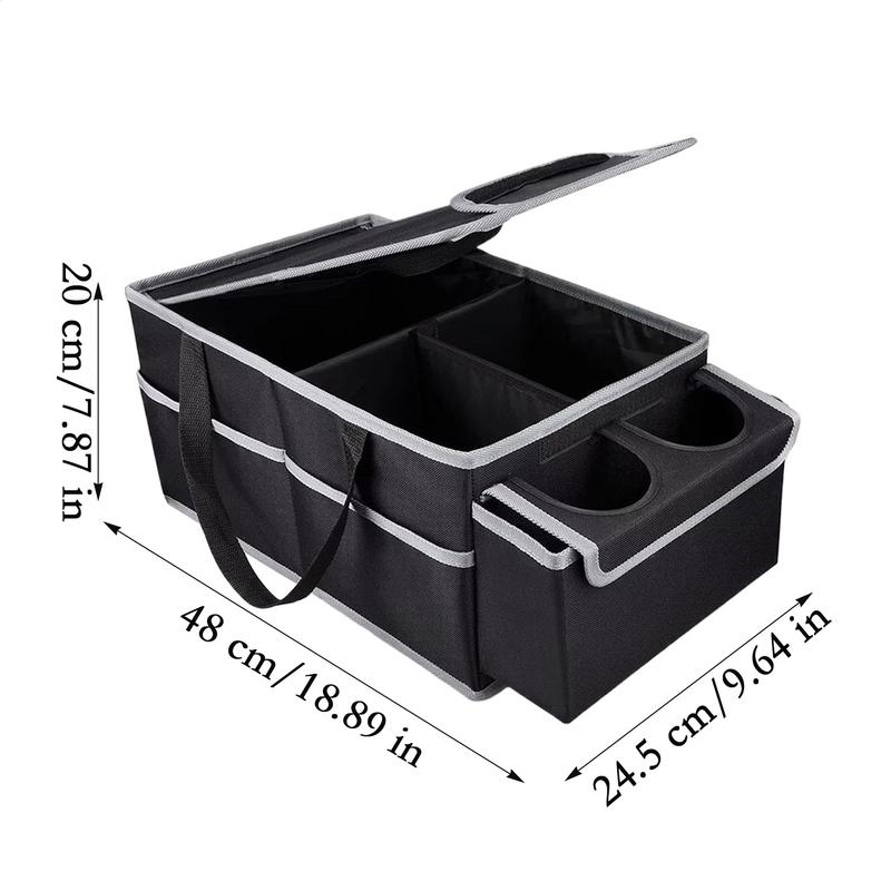 Trunk Organizer For Car Car Trunk Storage Organizer With Multiple Compartments Cup Holder Foldable For Travel Interior Bed Road