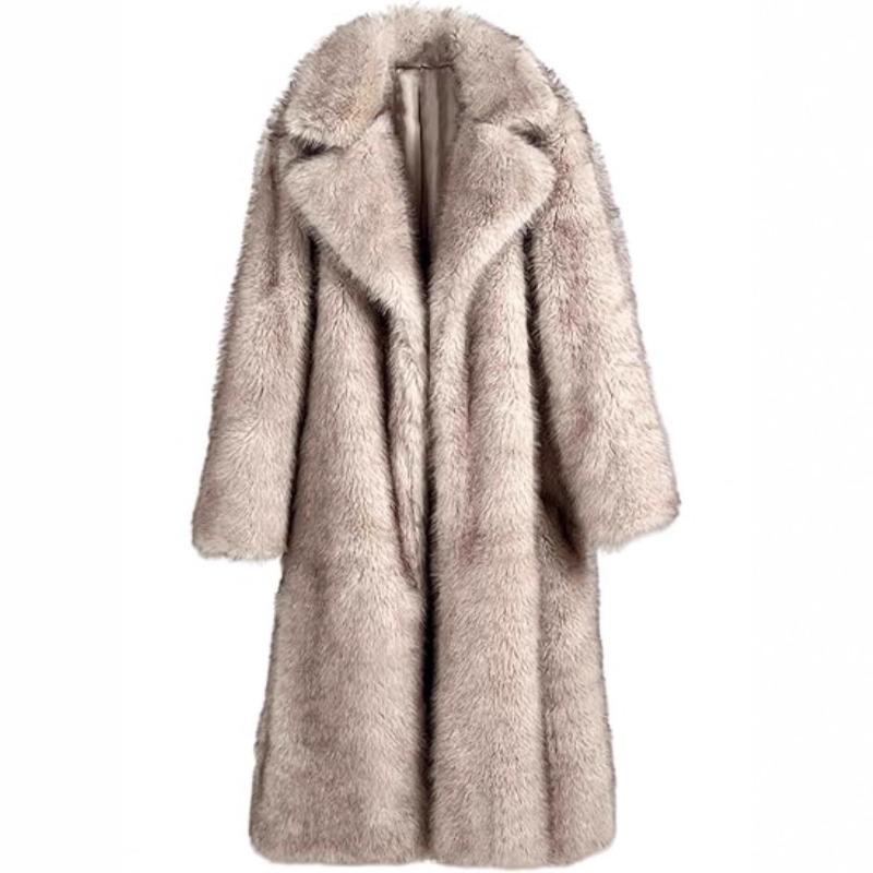 Jakke i imitert pels forlenget damejakke i imitert revepels tofarget kåpe varm vinterpels