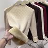 Damen Rollkragenpullover Warmes Samt-Basisshirt Lockeres Oberteil Strickpullover