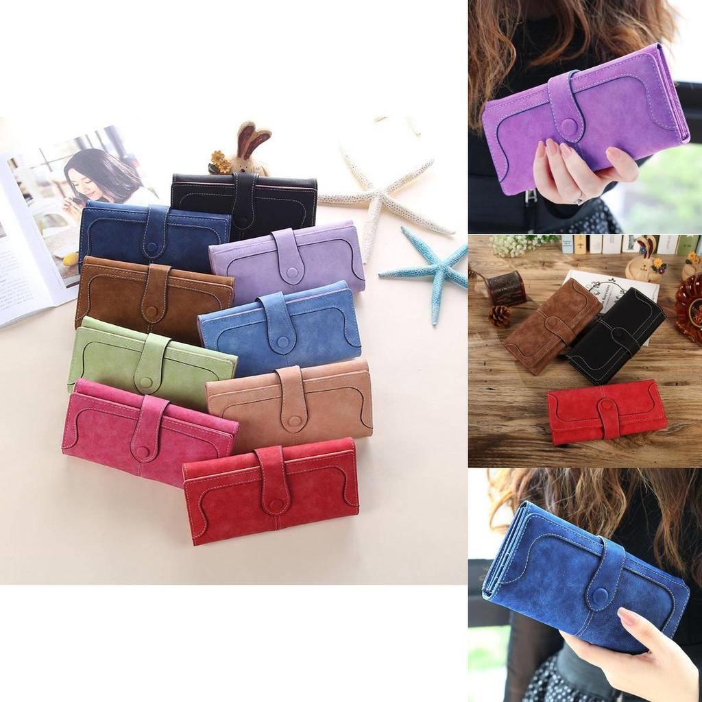 Stylish Vintage Pu Leather Long Wallet For Women With Magnetic Closure And Soft Texture