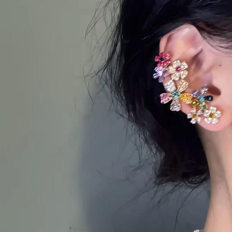 Fashionable Bohemian Style Blossom Earrings With Cubic Zirconia Stones Brass Base Perfect For Date Night Office Wear