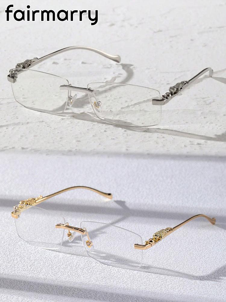 

1PC/2PCS Unisex Metal Rimless Glasses Square Frame Clear Glasses For Animal Accessories Street Snap