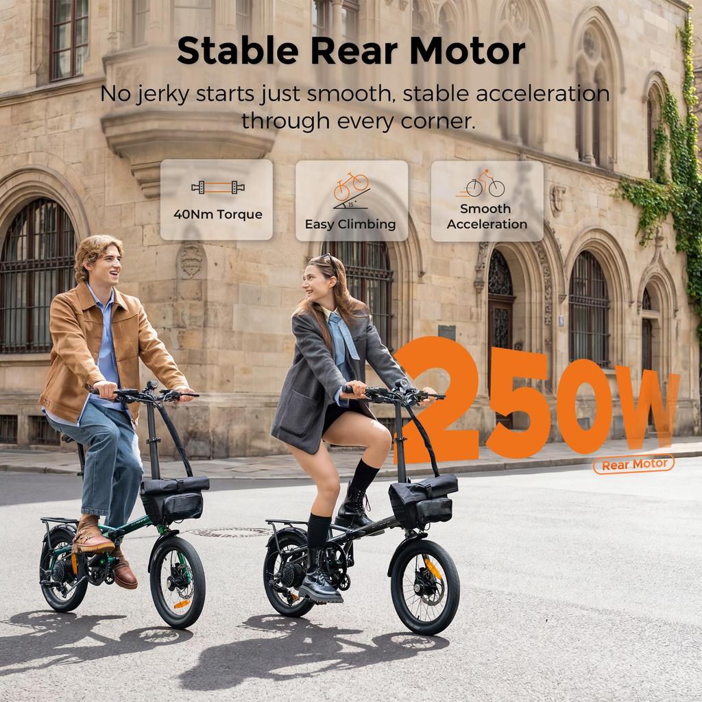 Engwe Bicicletă Electrică Pliabilă cu Fermoar 16 Inch Motor 250W Baterie Detasabilă 36V 10Ah 25km/h E-Bike de Oraș cu 7 Viteze & Powerbank