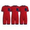 3Pcs Adaptive Anti-Strip Jumpsuit for Kids Back Invisible Zipper Round Neck Short Sleeve Contrast Color Thigh Length with Pocket