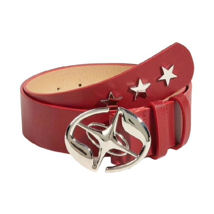 Vintage PU Belt for Women Star Buckle Belt 2000s Waistband Aesthetic Waist Belt for Teens Girl Jeans Shorts Dress Belt