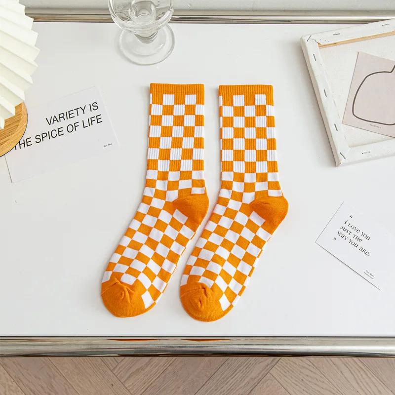Unisex Socks Funky Harajuku Trend Women Checkerboard Socks Geometric Checkered Sock Men Hip Hop Cotton Streetwear Novelty Soks