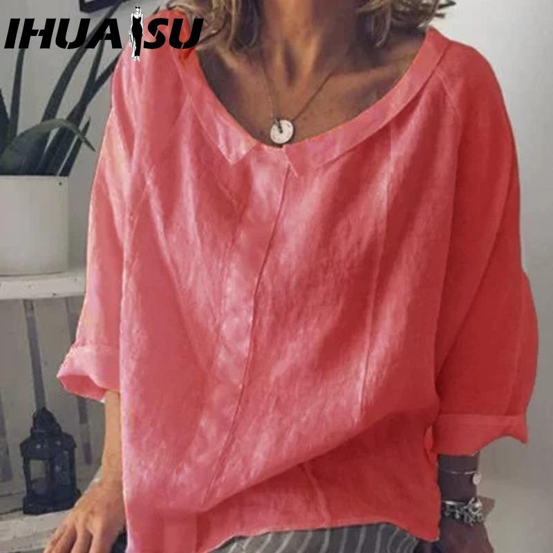 

IHUASU Женская Мода Повседневные Однотонные Блузки и Рубашки с Принтом с Длинным Рукавом S