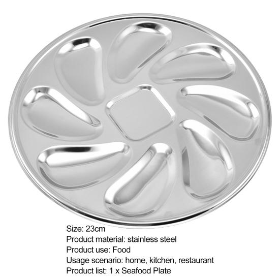 Seafood Plate Multipurpose Food Grade Oyster-shaped Grooves 8 Slots Rust Resistance Oyster Serving Plate