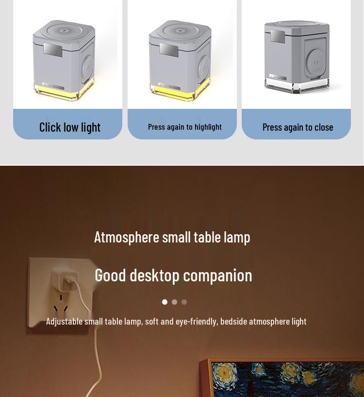 Multifunctional 3-in-1 Wireless Charging Magnetic Phone Stand with Touch Night Light