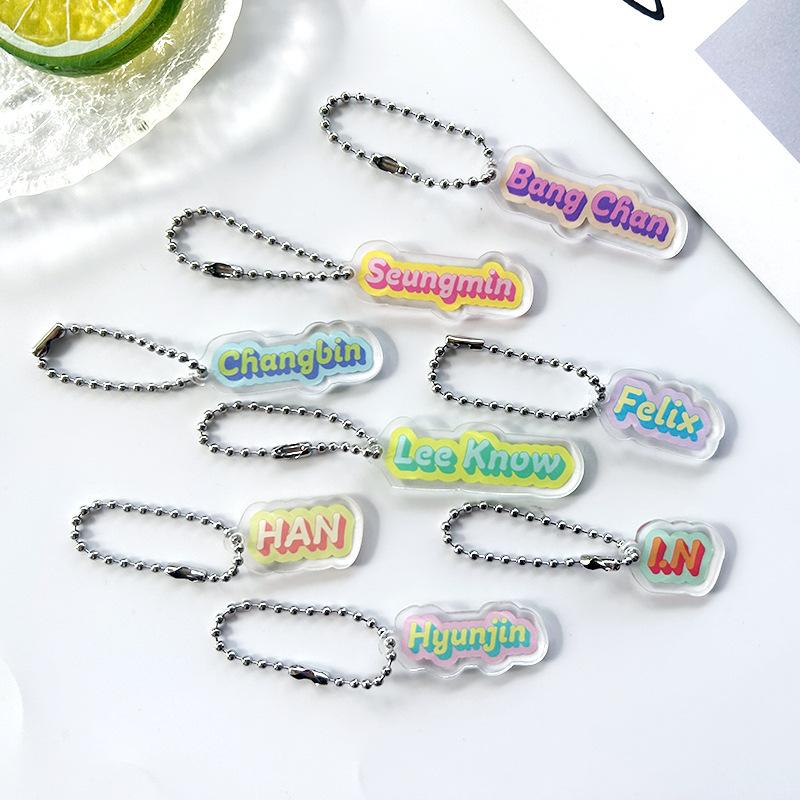 Stray Kids ROCK-STAR Album Member Name Tag Acrylic Keychain Cute Colorful Typography Bag Pendant Kpop Idol Fan Support Collectible Keyring