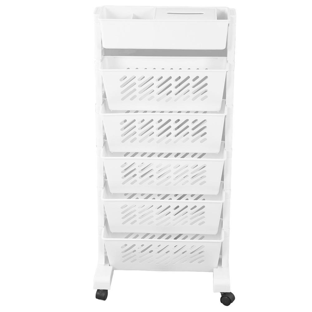 Plastic Rolling Bookshelf Removable Storage Cart Durable Mobile Bookcase Space Saving