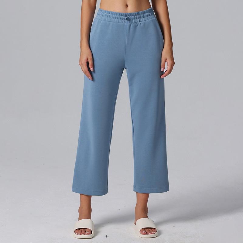 Modal cropped pants Softstreme yoga sports casual straight-leg pants wide-leg slim loose high-waisted women s pants 2/XS лазурь