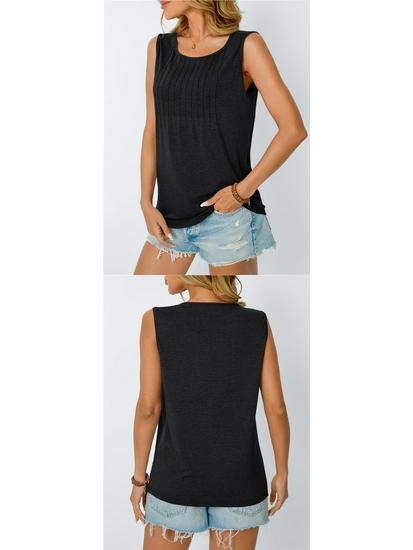 Women's Striped Sleeveless Loose Top - Round Neck, Spring/Summer Fashion